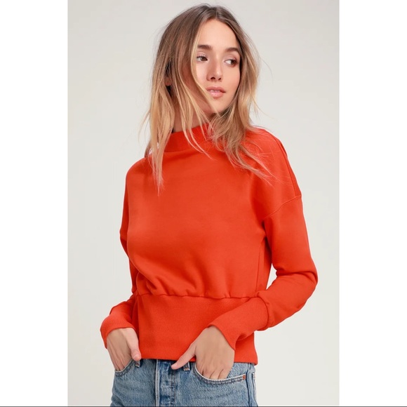 Lulus Tops - NWOT Lulu’s Millie Orange Mock Neck Sweatshirt